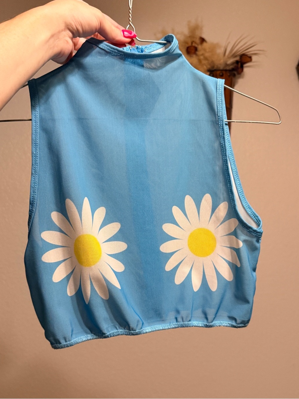 Leg Avenue Blue Daisy Print Crop Tank Top